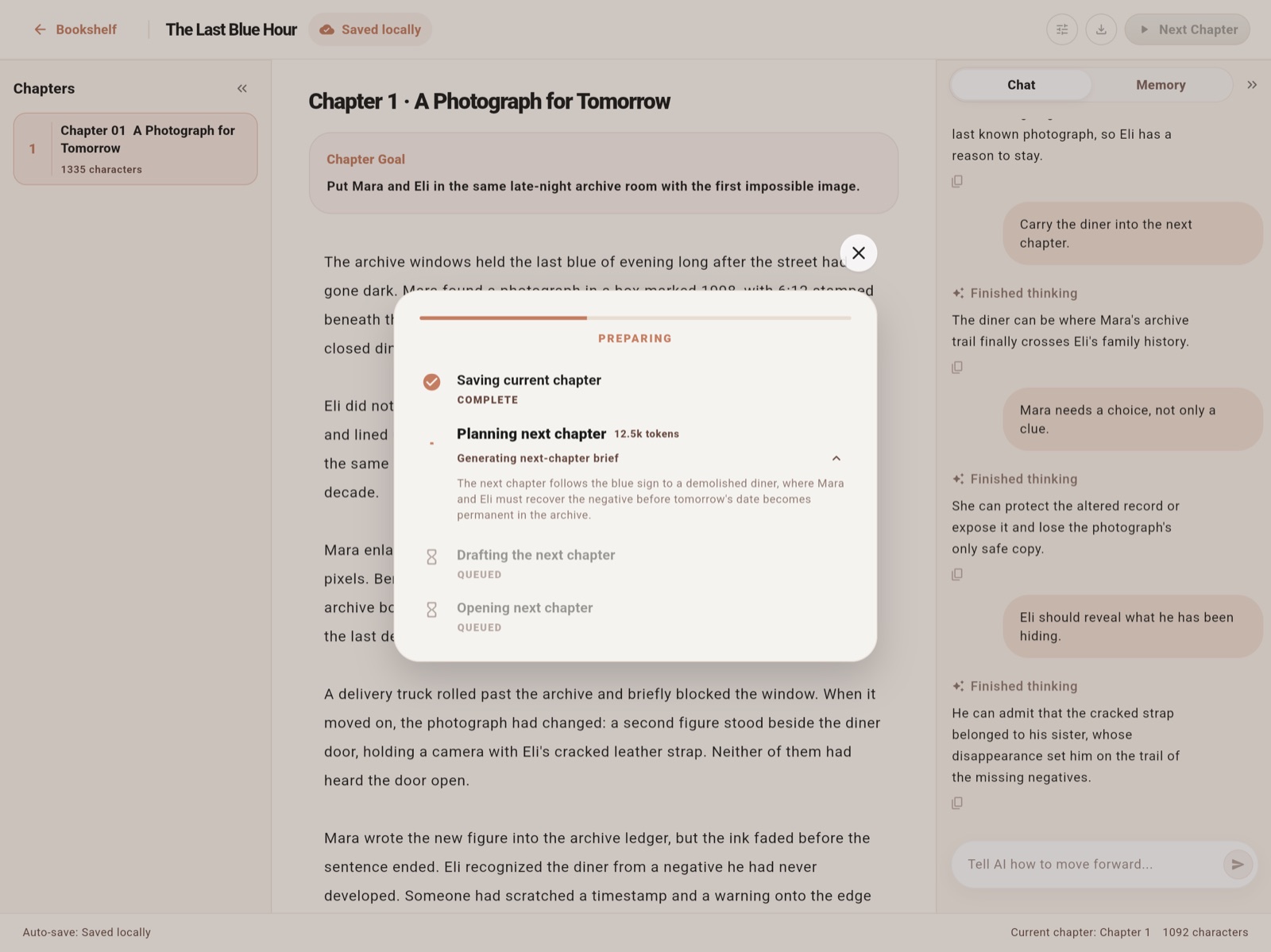 OrangeWrite writing screen on a computer