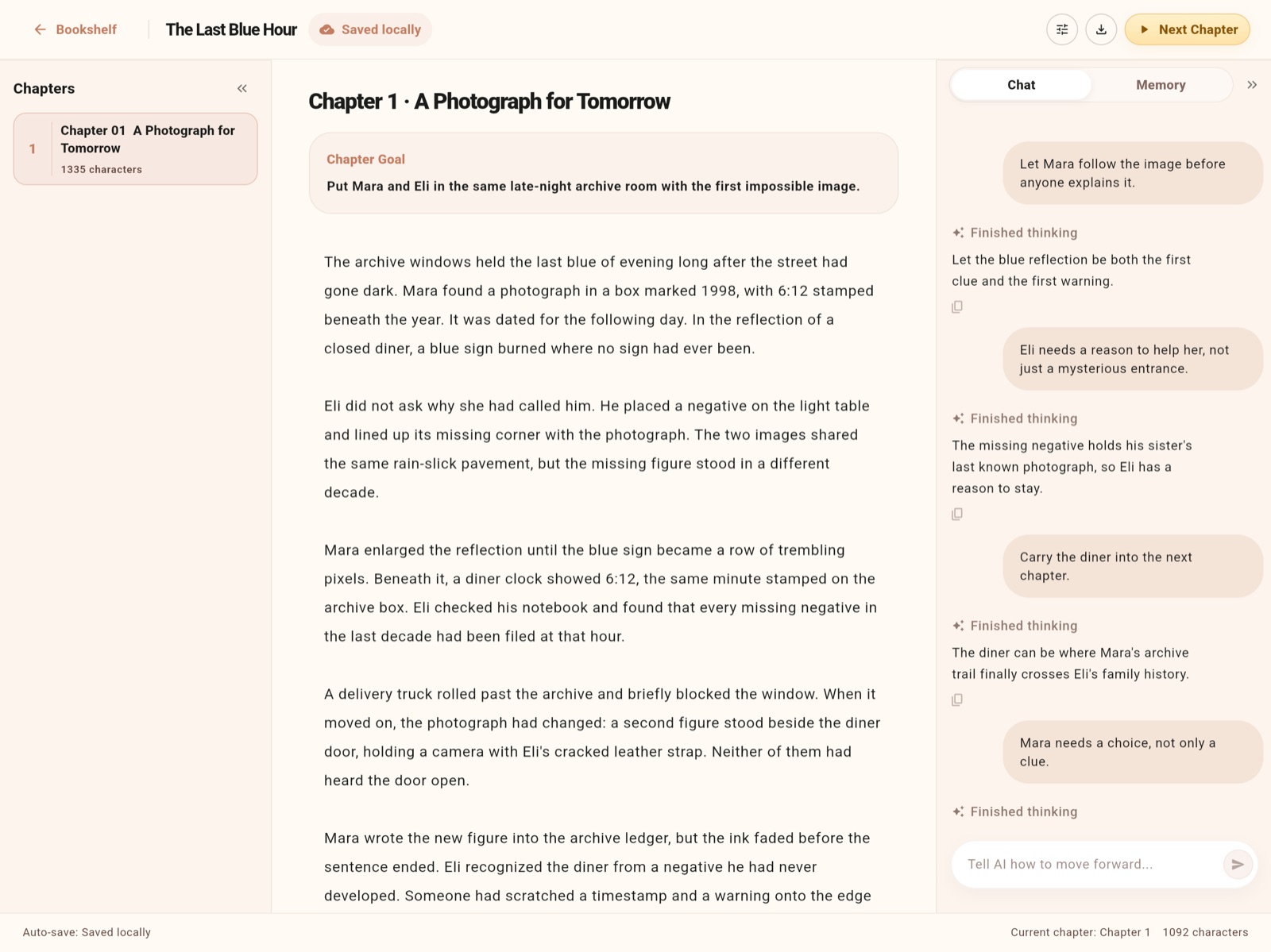 OrangeWrite author controls on a tablet